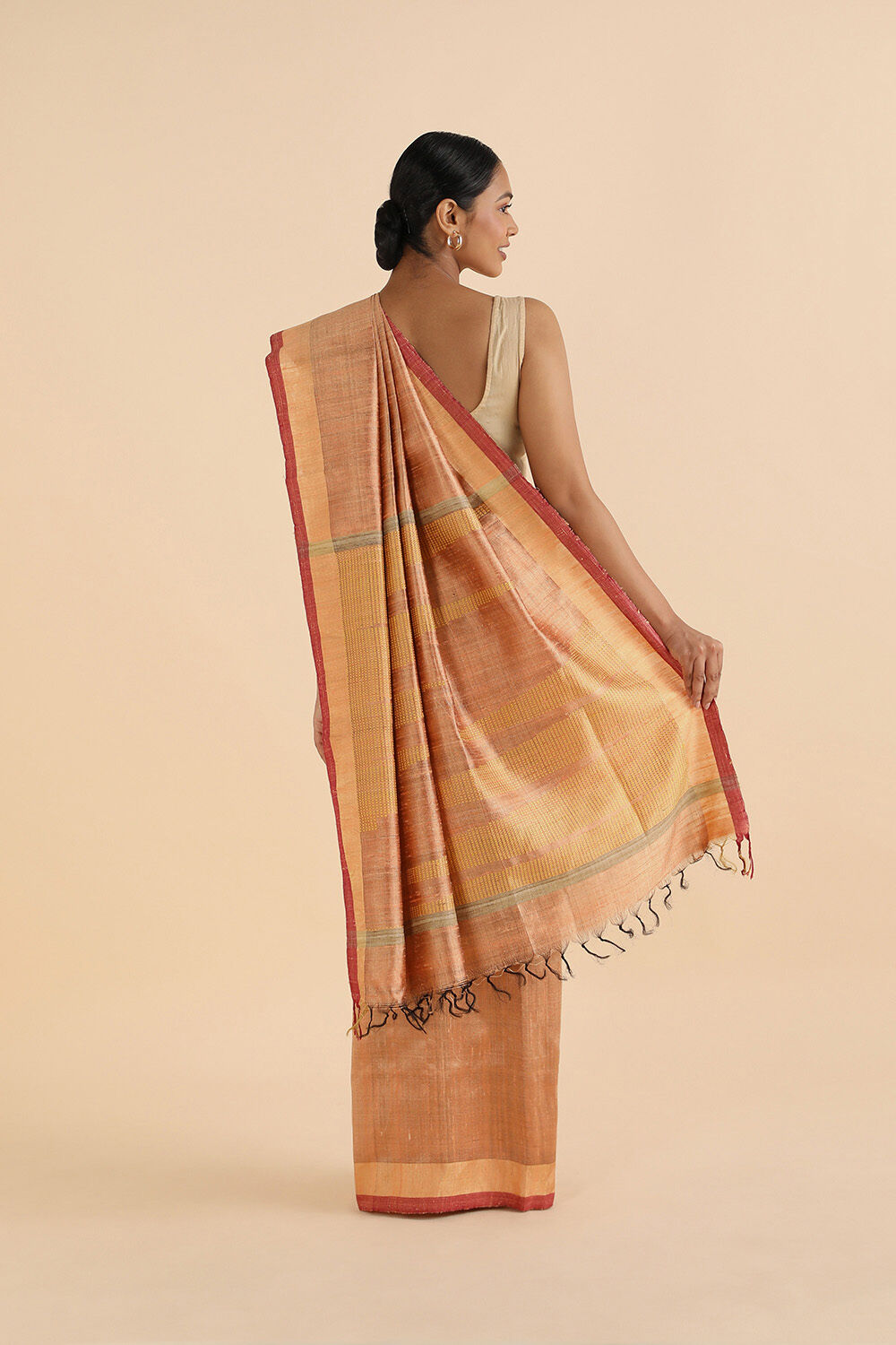 Orange Pure Tussar Silk Bhagalpuri Saree image number null