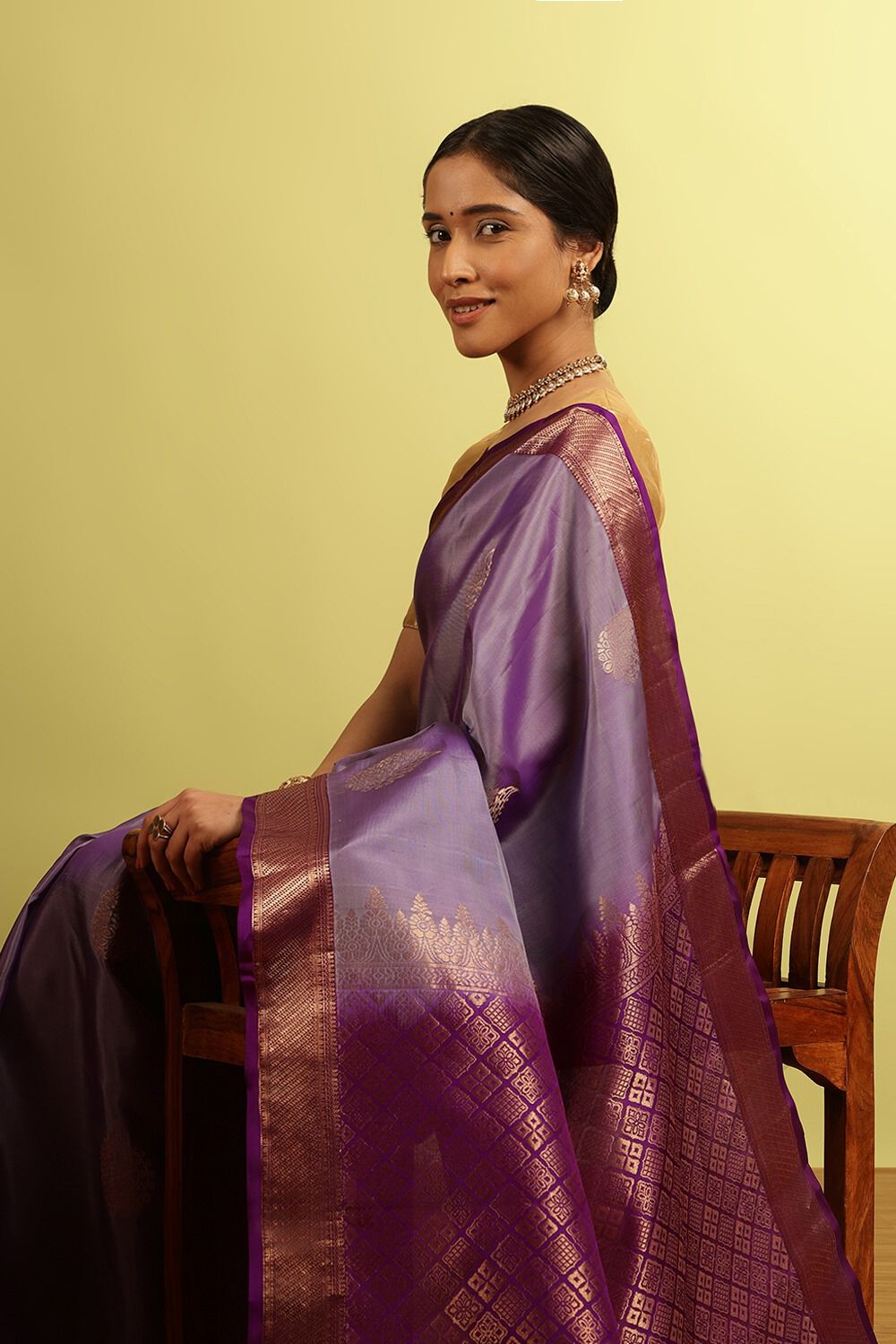Light Violet Woven Silk Viscose Saree image number null