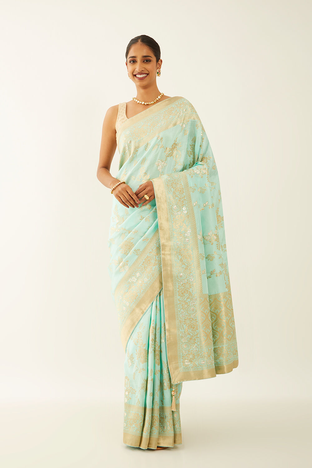 Light Blue Luxe Woven Saree image number null