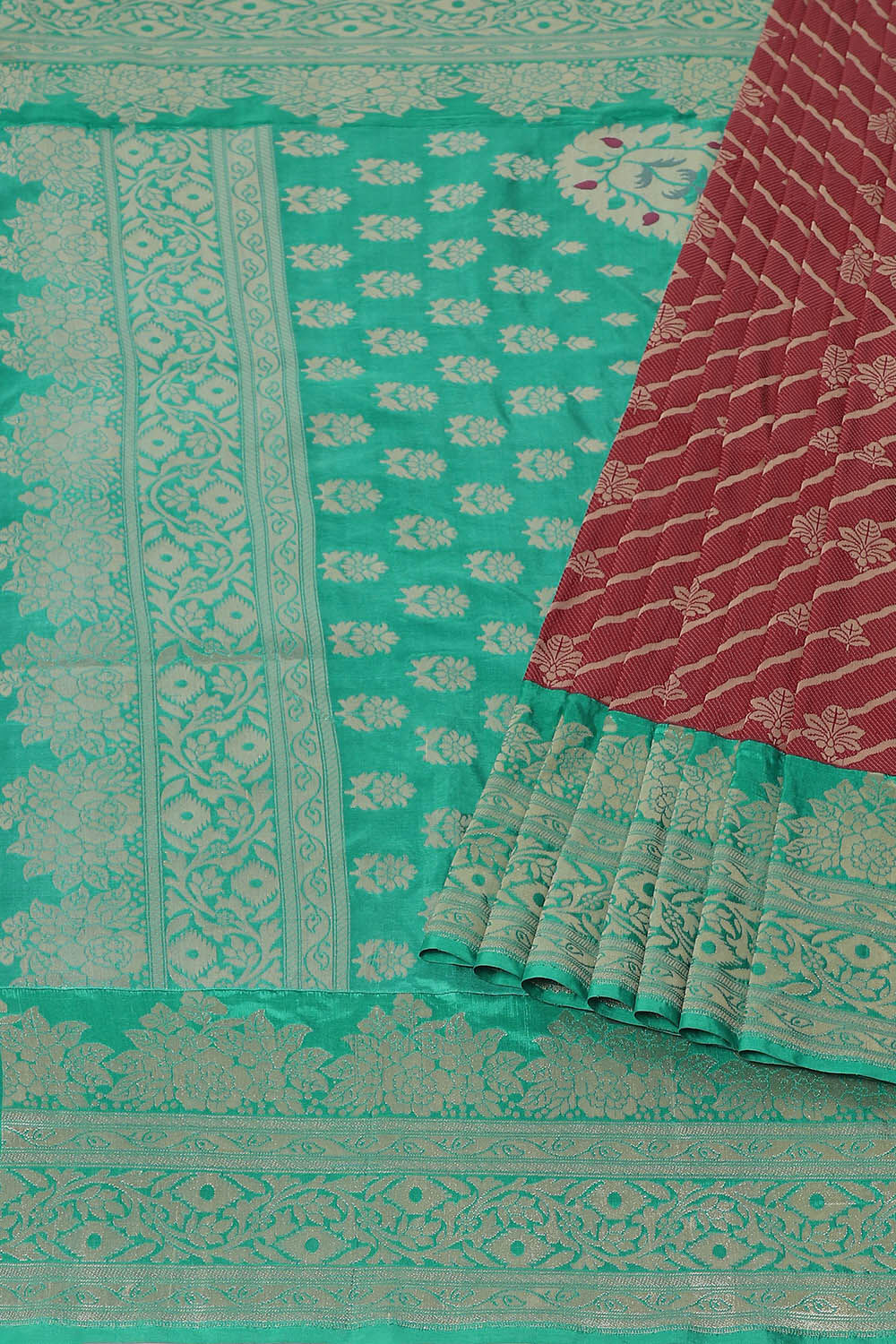 Dark Red Pure Silk Banarasi Saree image number null