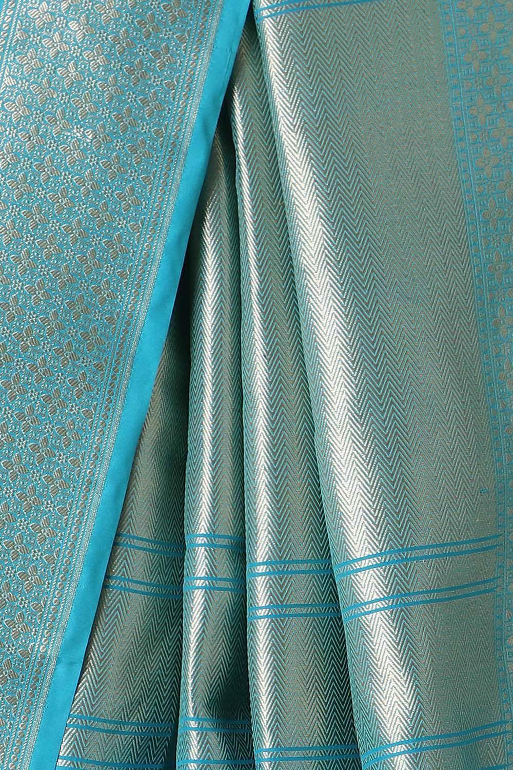 Blue Pure Silk Banarasi Saree image number null