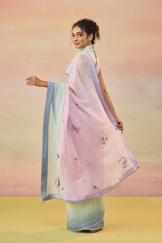 Light Violet Printed Viscose Chiffon Saree thumbnail image number null
