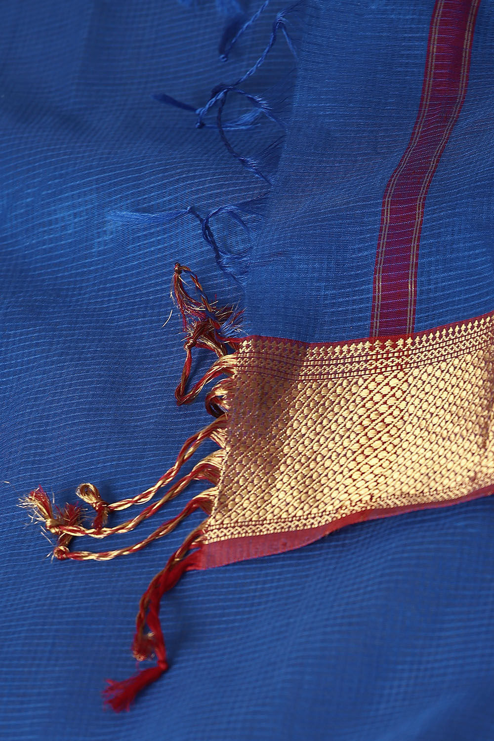 Blue Pure Silk Cotton Maheswari Saree image number null