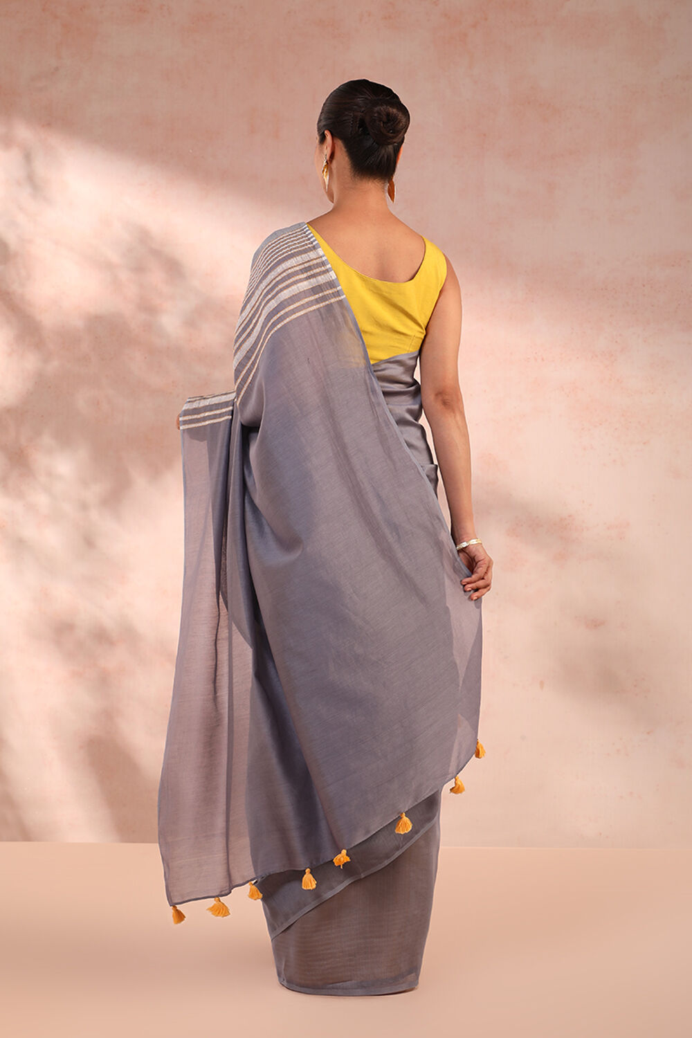 Grey Bengal Pure Silk Cotton Printed Embroidery Saree image number null