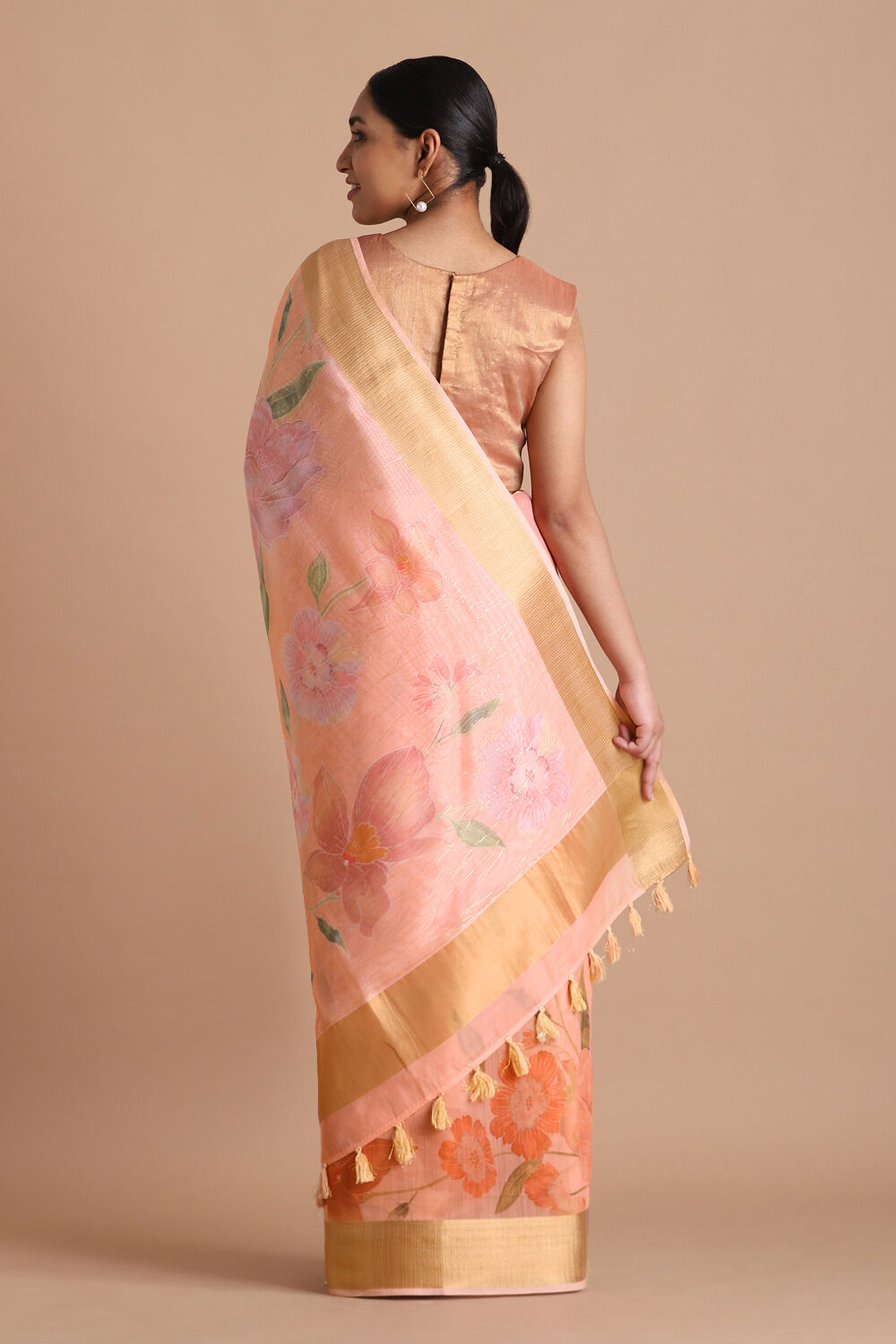 Pink Pure Embroidered Saree image number null