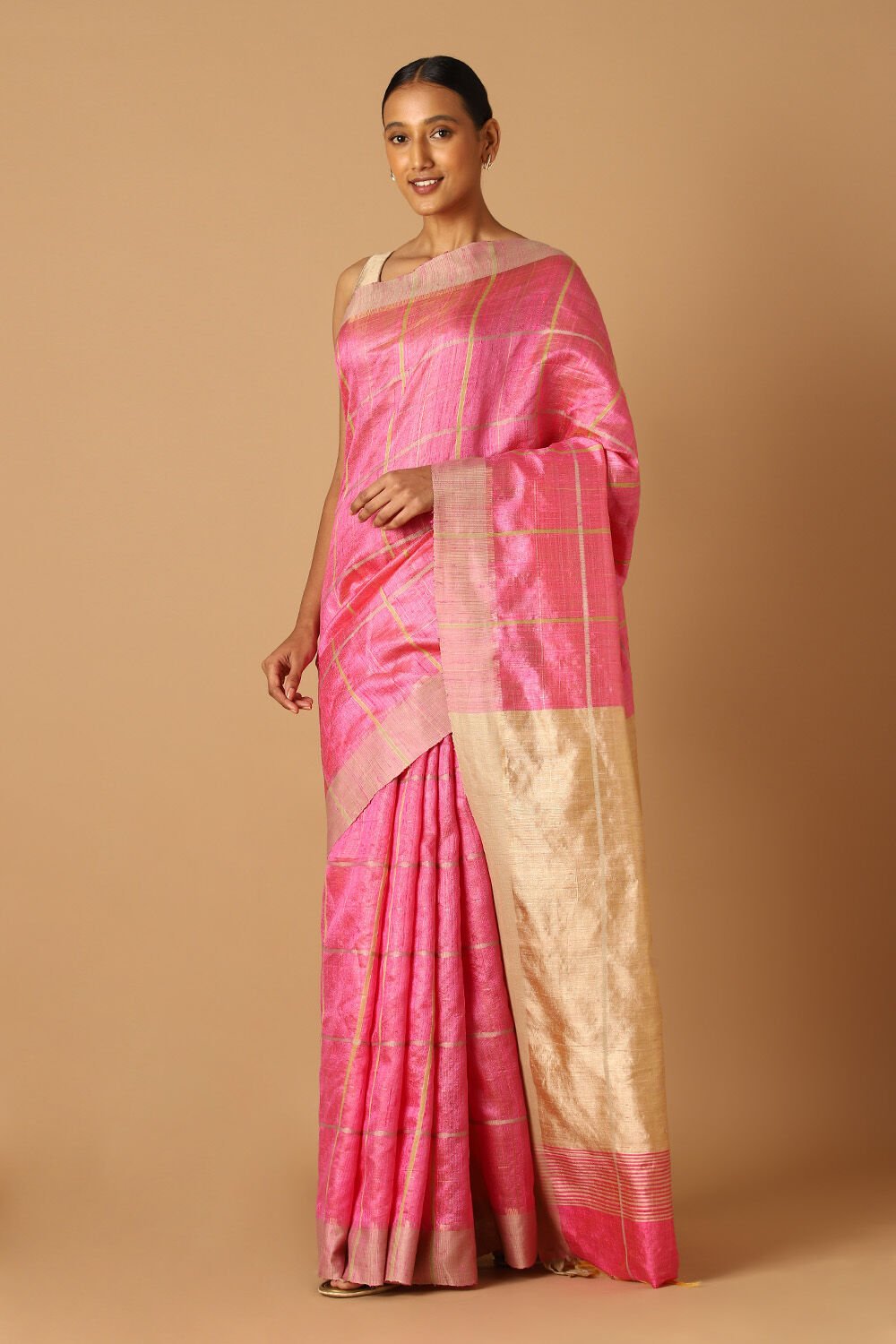 Pink Pure Tussar Silk Bhagalpuri Saree image number null
