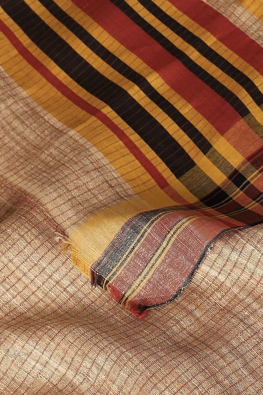 Brown Pure Tussar Silk Bhagalpuri Saree image number null