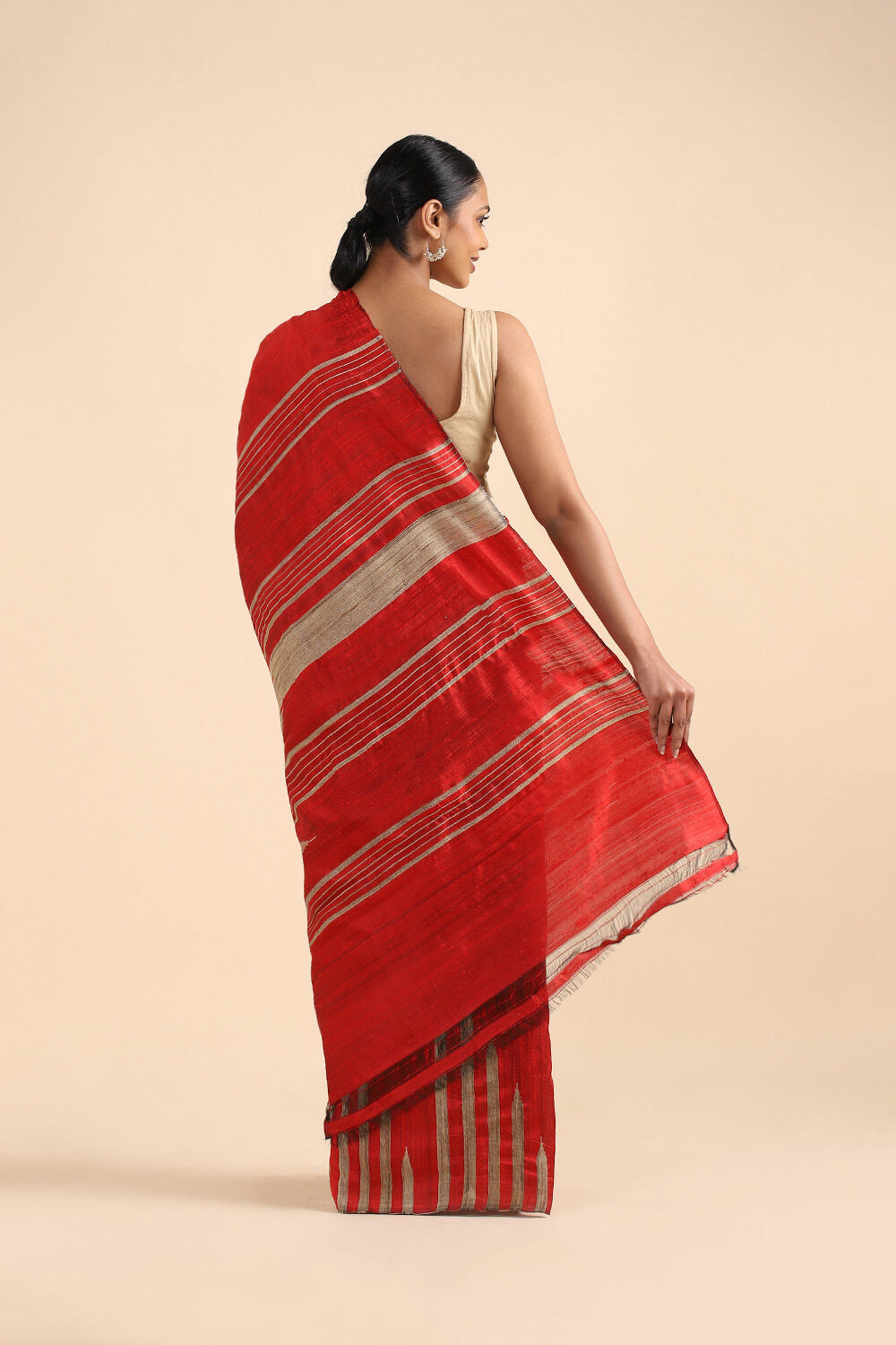 Dark Red Pure Silk Woven Saree image number null