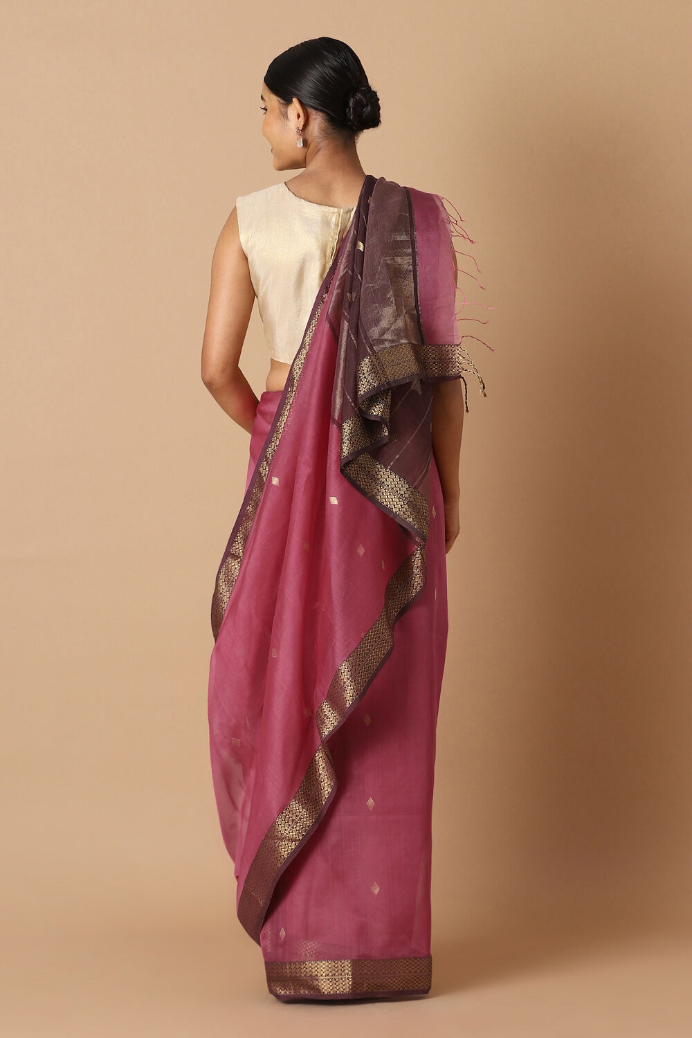 Pink Pure Silk Cotton Maheswari Saree image number null