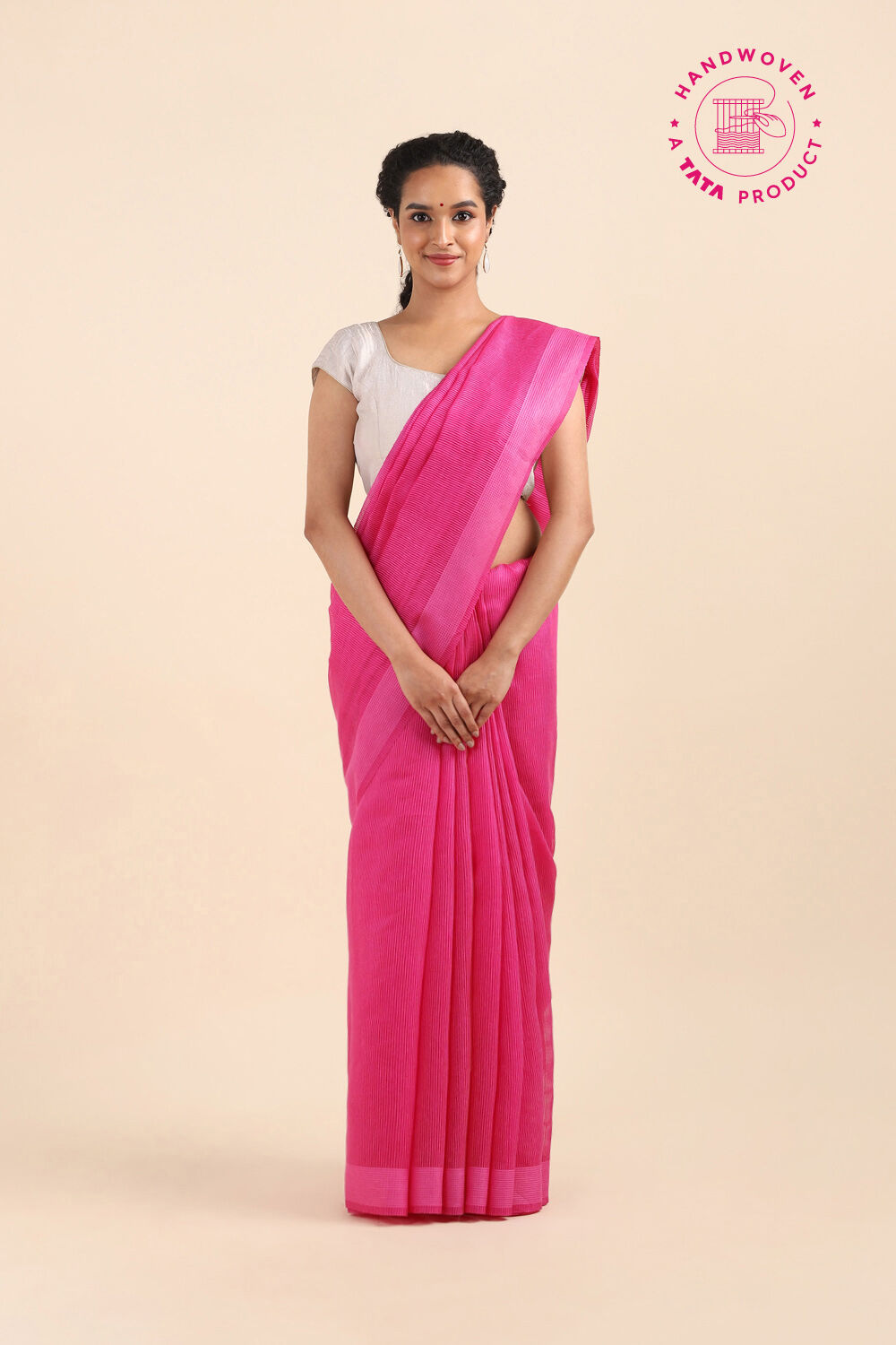Pink Pure Silk Woven Saree image number null