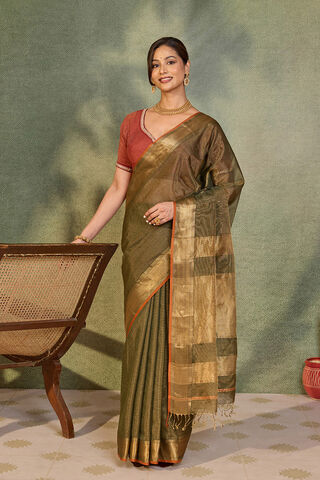 Green Woven Pure Tissue Cotton Maheshwari Saree thumbnail image number null