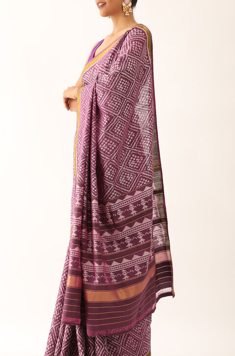 Purple Pure Silk Ikat Patola Saree