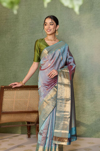 Light Blue Woven Apsara Silk Viscose Saree image number