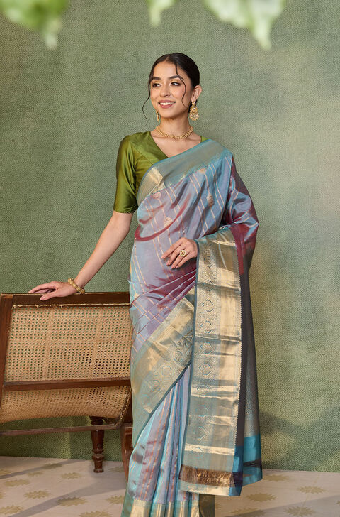 Light Blue Woven Apsara Silk Viscose Saree