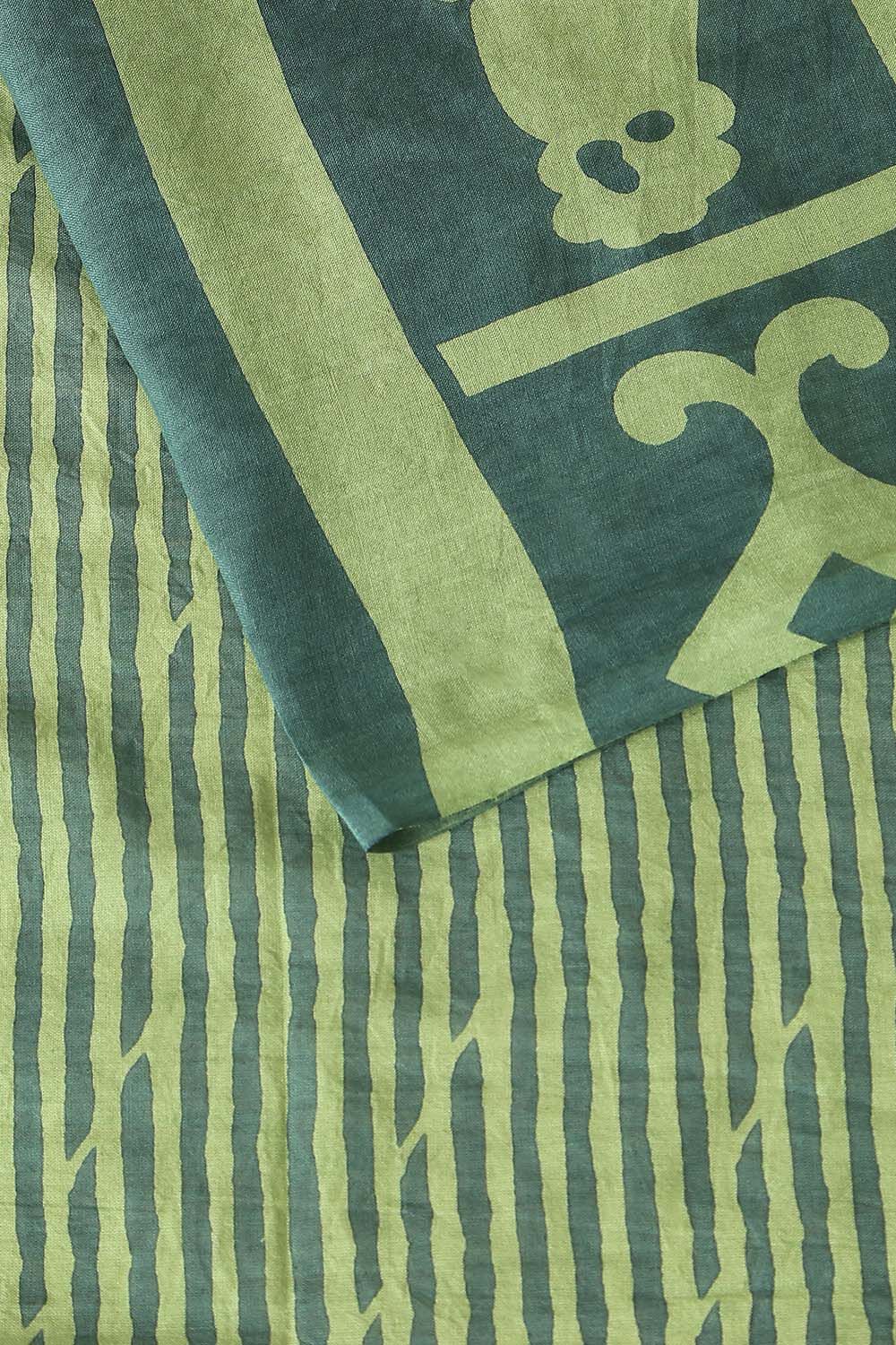 Light Green Cotton Printed Saree image number null