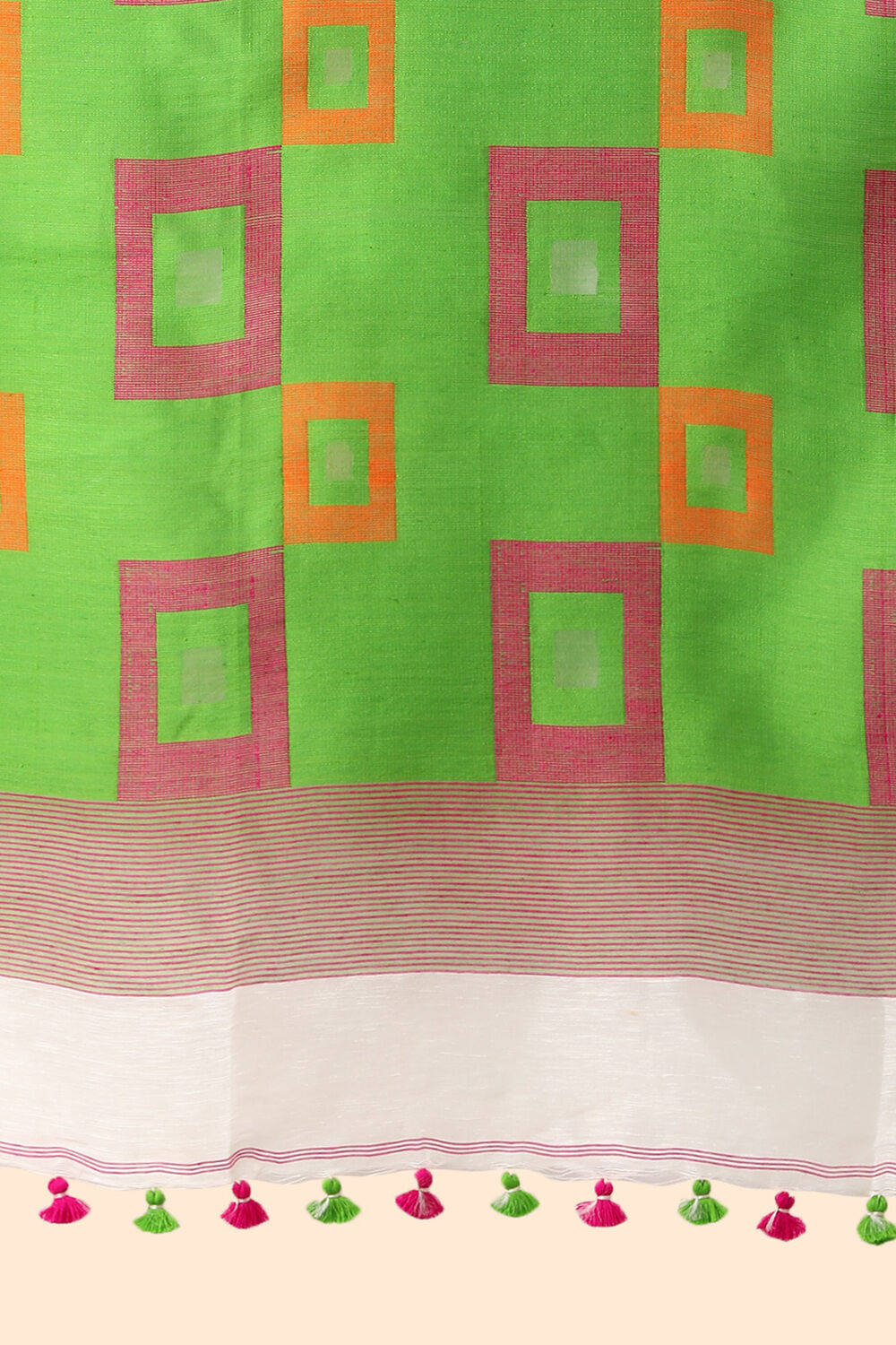 Off White Handwoven Jamdani Pure Silk Linen Saree image number null