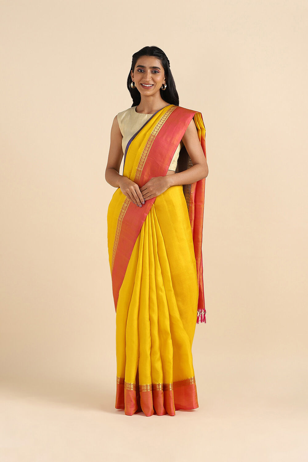 Yellow Pure Soft Silk Saree image number null