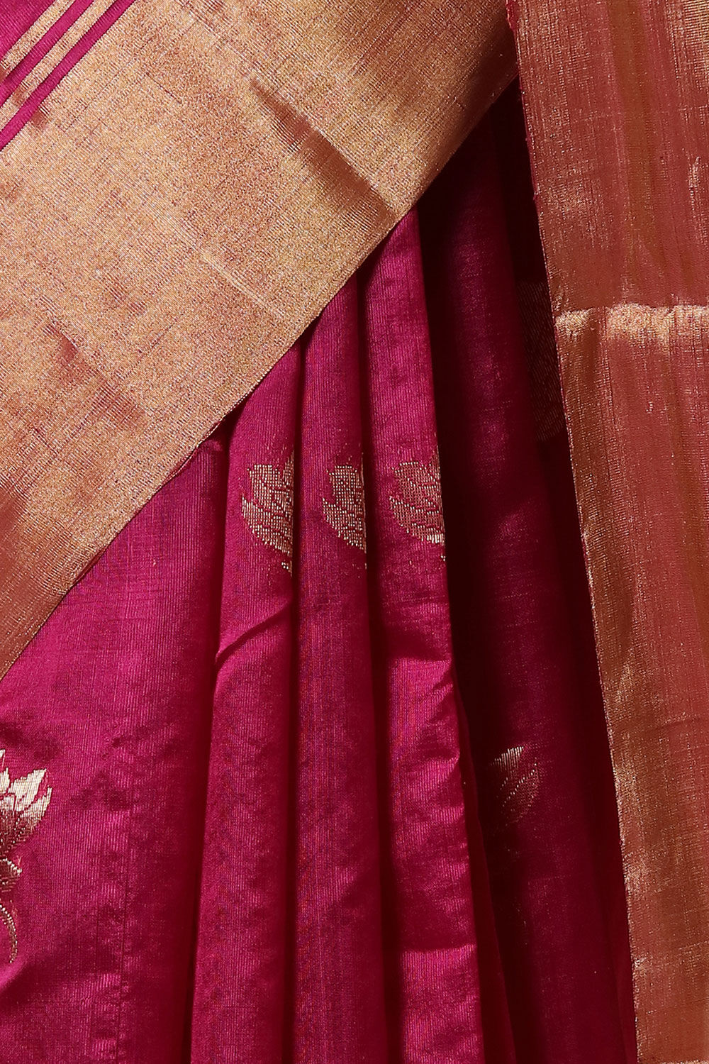 Dark Pink Pure Silk Chanderi Saree image number null