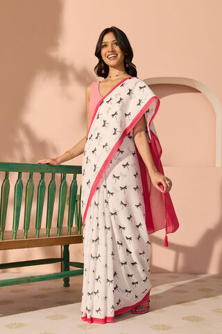 White Bengal Screen Printed Pure Cotton Mulmul Saree thumbnail image number null