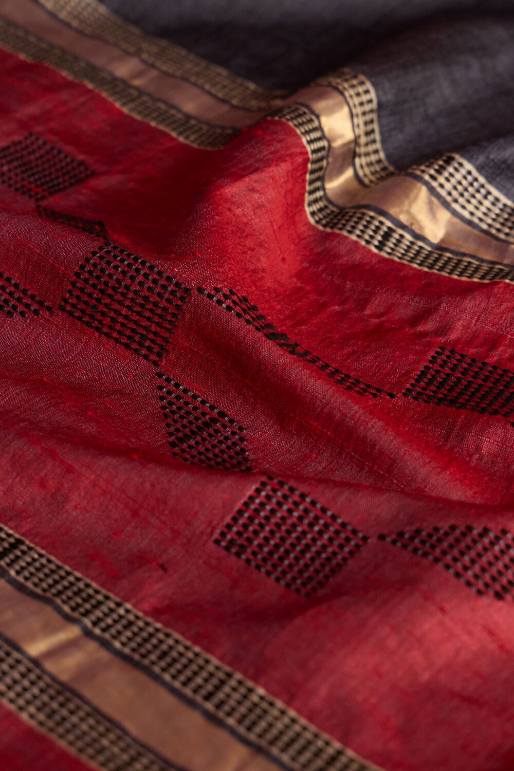 Black Pure Tussar Silk Bhagalpur Woven Saree image number null