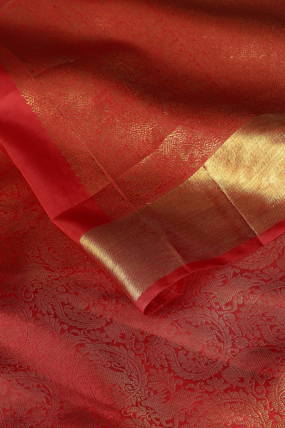 Red Pure Silk Kanjivaram Saree image number null