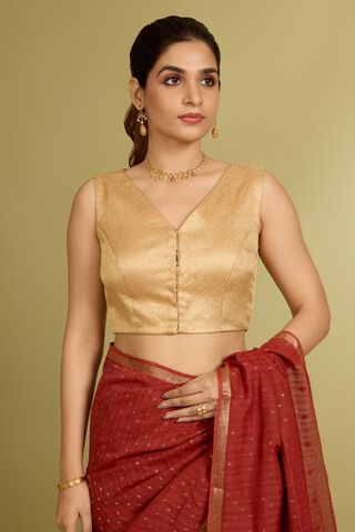 Gold Viscose Brocade Blouse