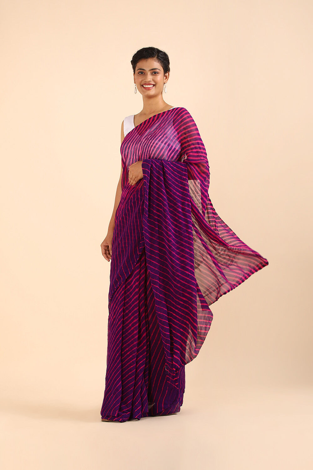 Purple Pure Georgette Bandhani Saree image number null