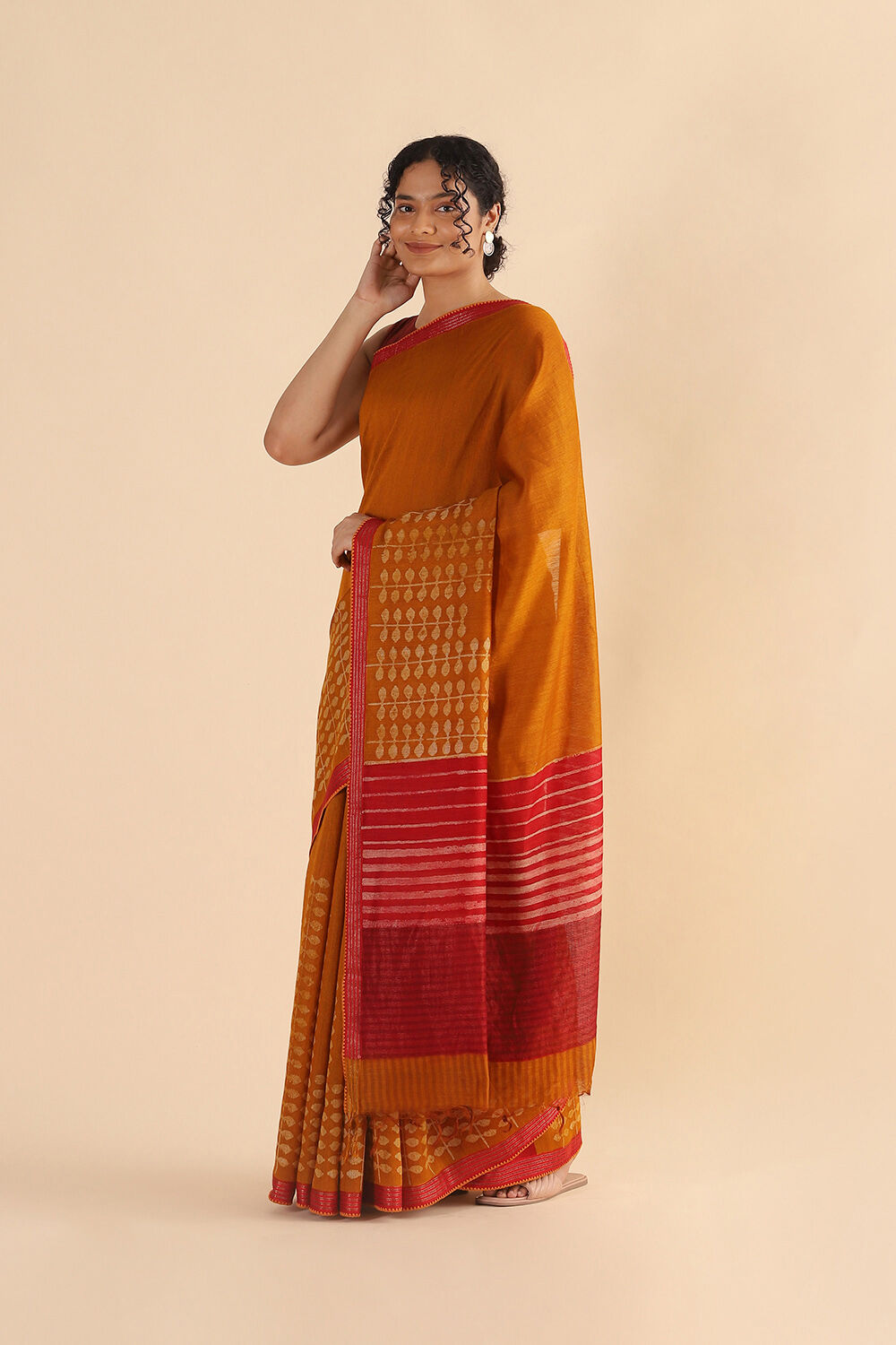 Yellow Pure Tussar Vanya Printed Saree image number null