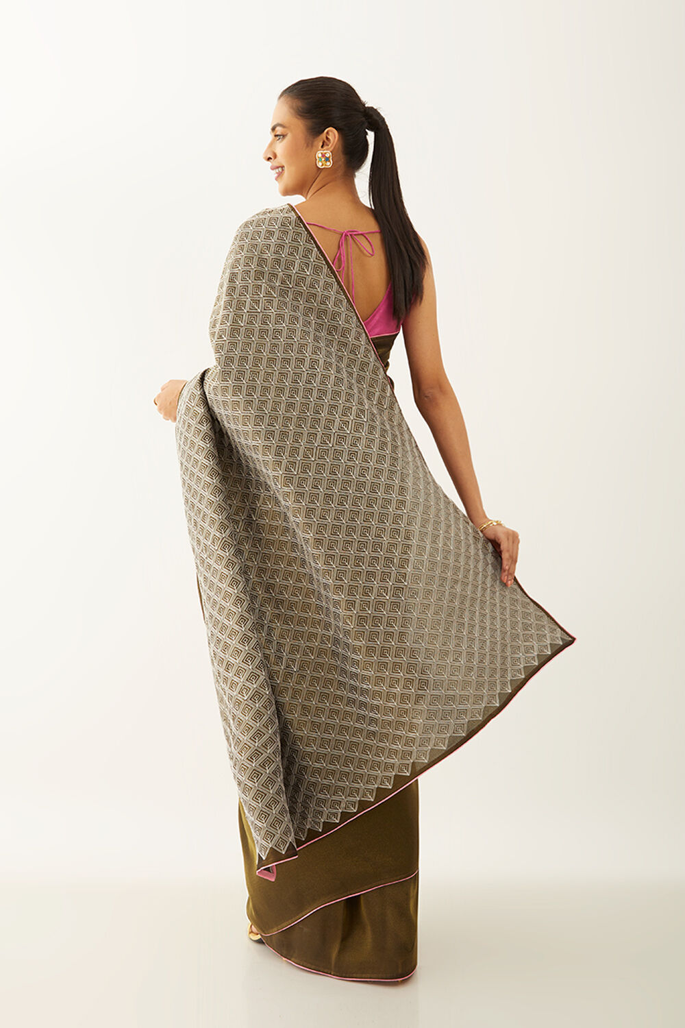 Green Pure Organza Tissue Embroidery Saree image number null