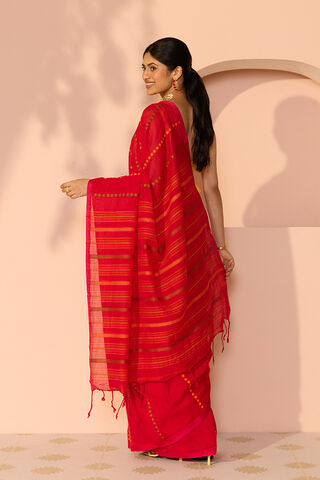 Red Woven Pure Cotton Bengal Saree thumbnail image number null
