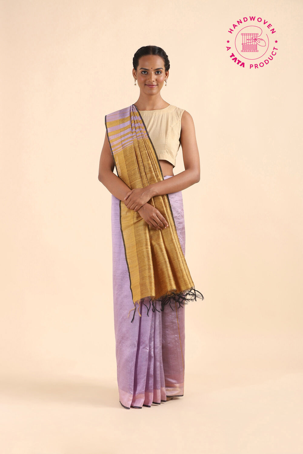 Violet Pure Tussar Silk Bhagalpuri Saree image number null