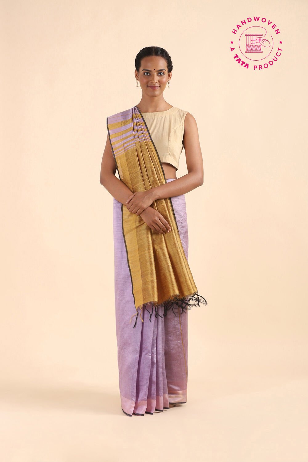 Violet Pure Tussar Silk Bhagalpuri Saree image number null