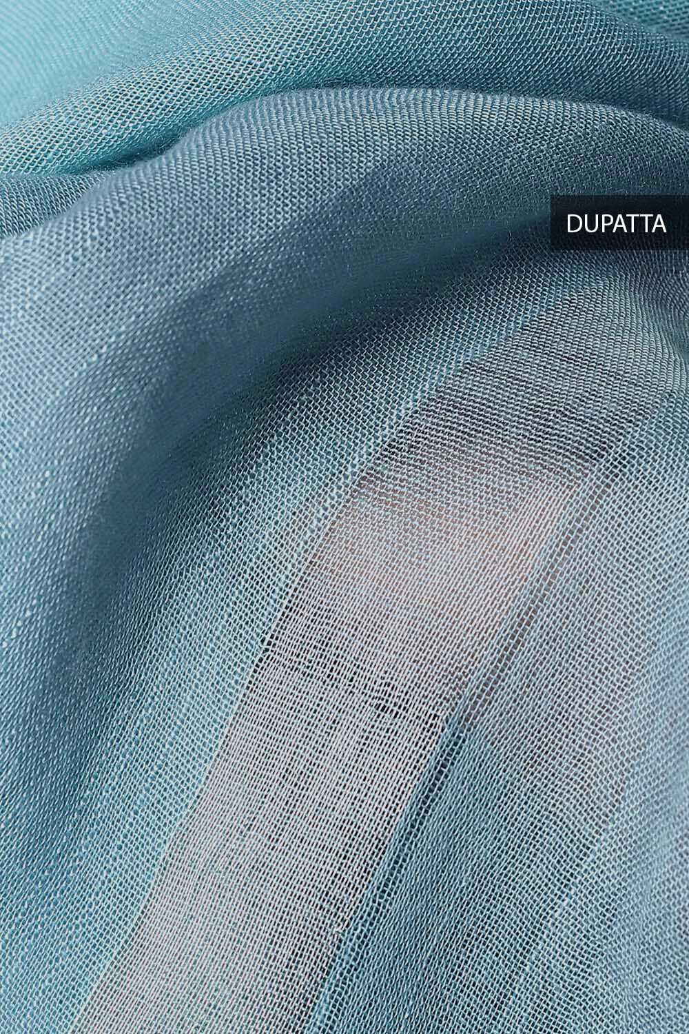 Light Blue Linen Embroidered Unstitched Suit Set image number null