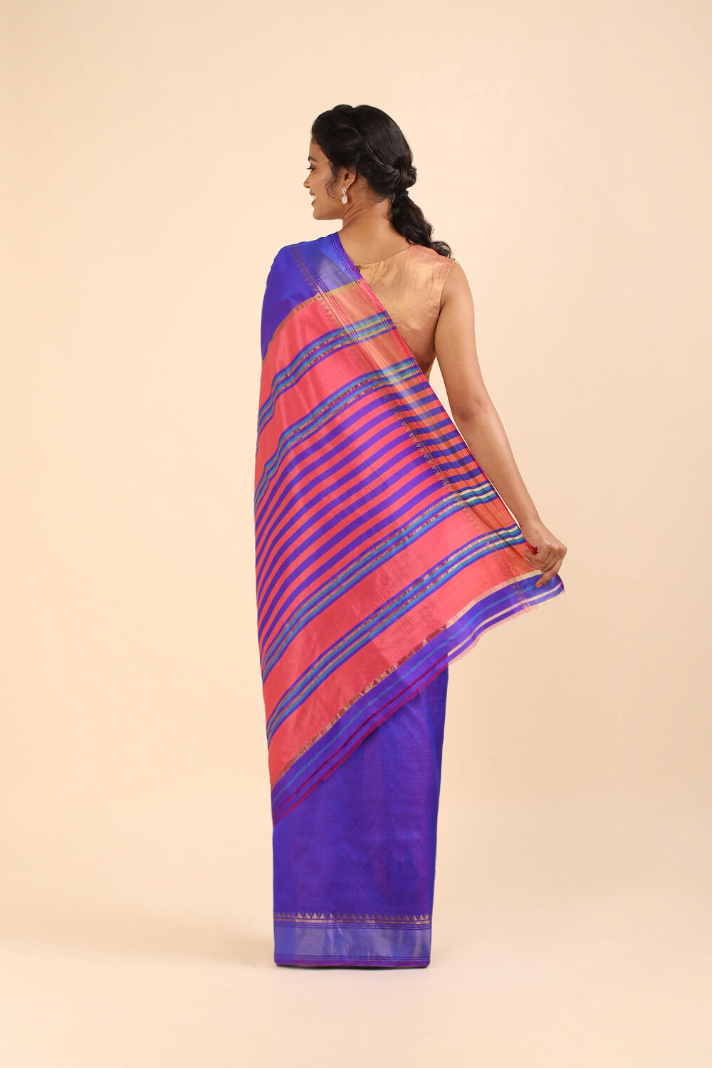 Blue Pure Silk Woven Saree image number null