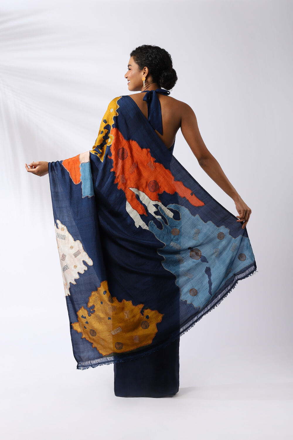 Blue Silk Batik Saree image number null