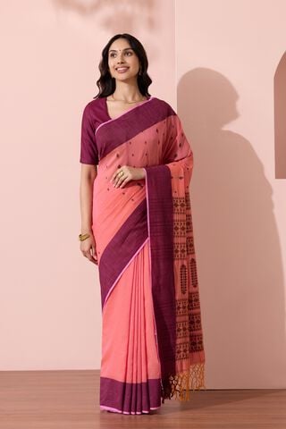 Light Pink Woven Pure Cotton Bengal Saree thumbnail image number null