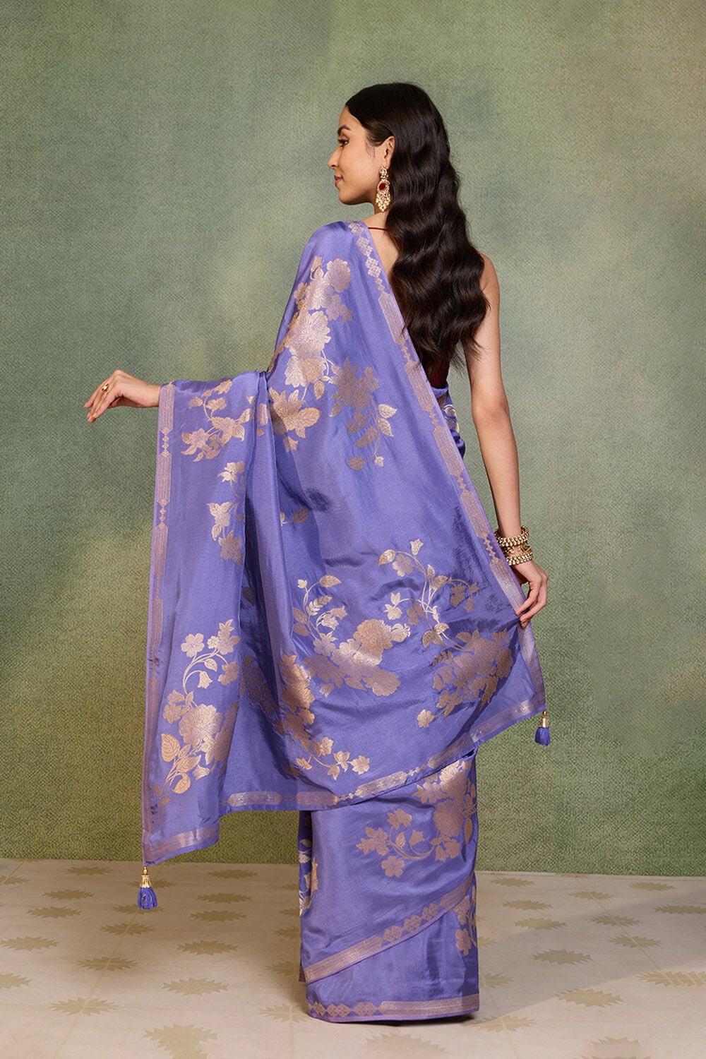 Violet Woven Pure Viscose Saree image number null