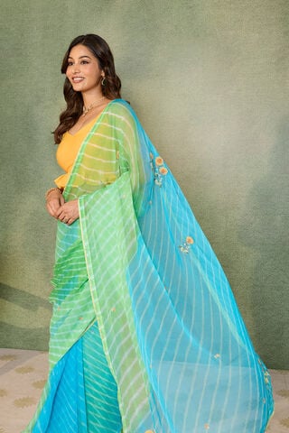 Blue Rajasthan Viscose Chiffon Leheriya Saree image number