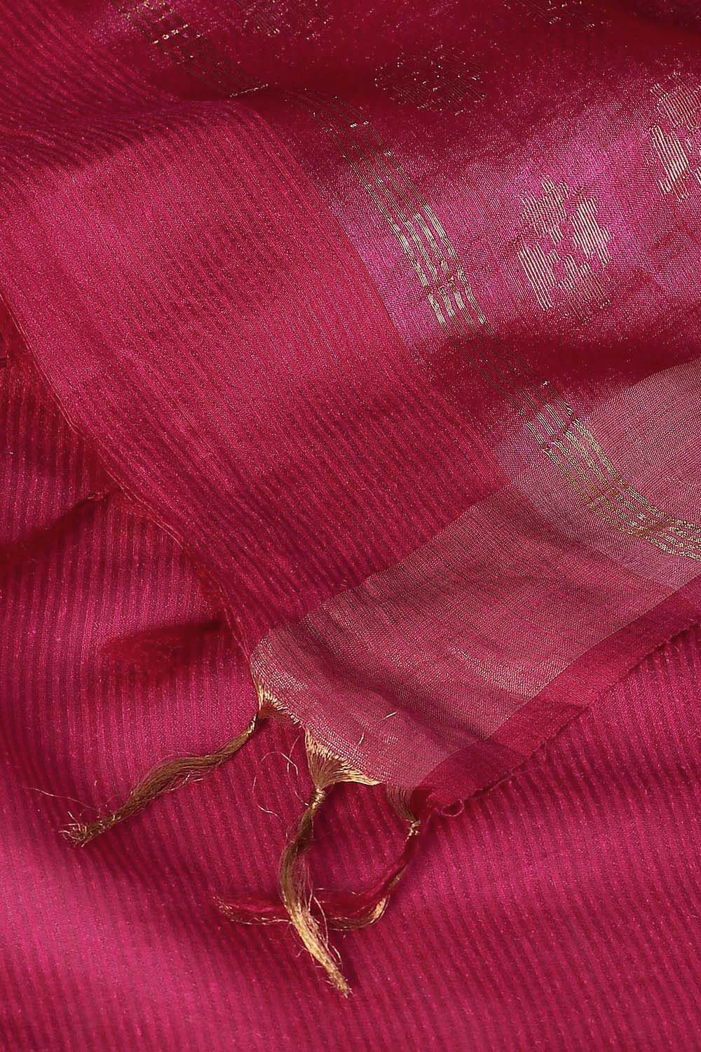 Dark Pink Pure Silk Tussar Bhagalpuri Saree image number null