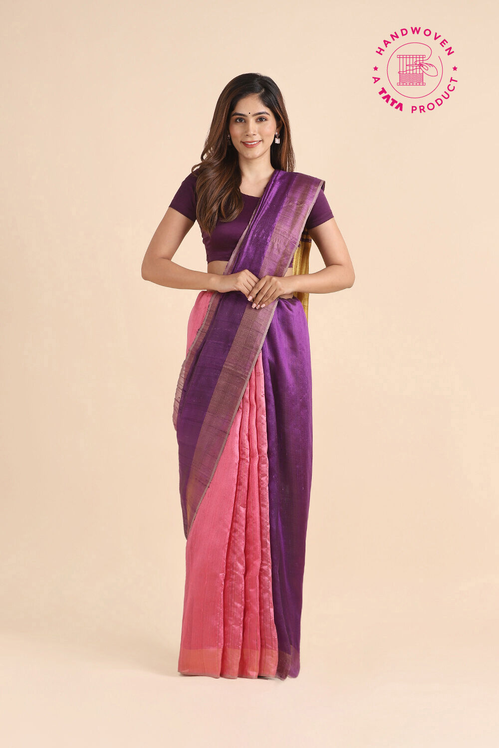 Purple Pure Tussar Silk Bhagalpuri Saree image number null