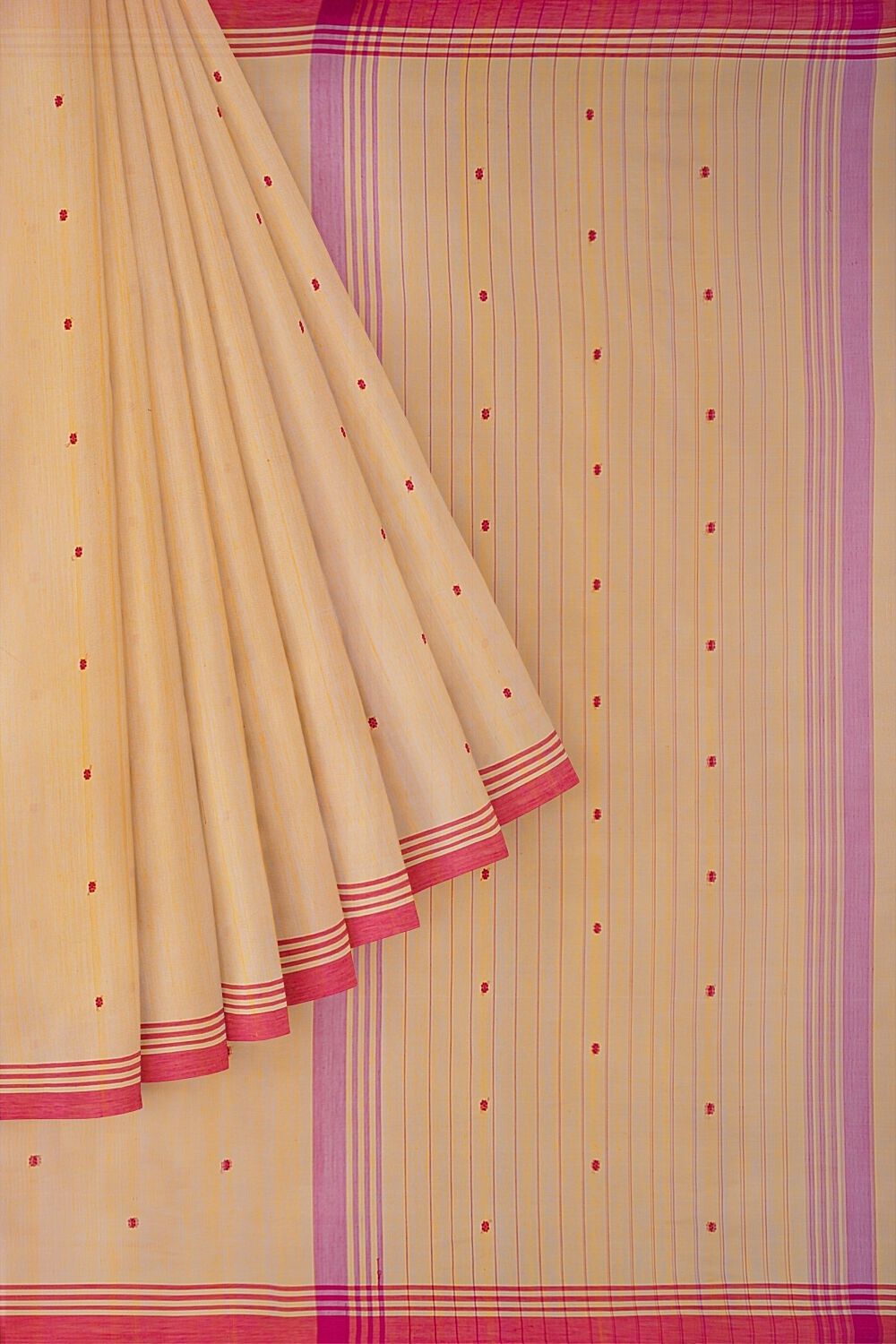 Light Yellow Pure Silk Cotton Chanderi Saree image number null
