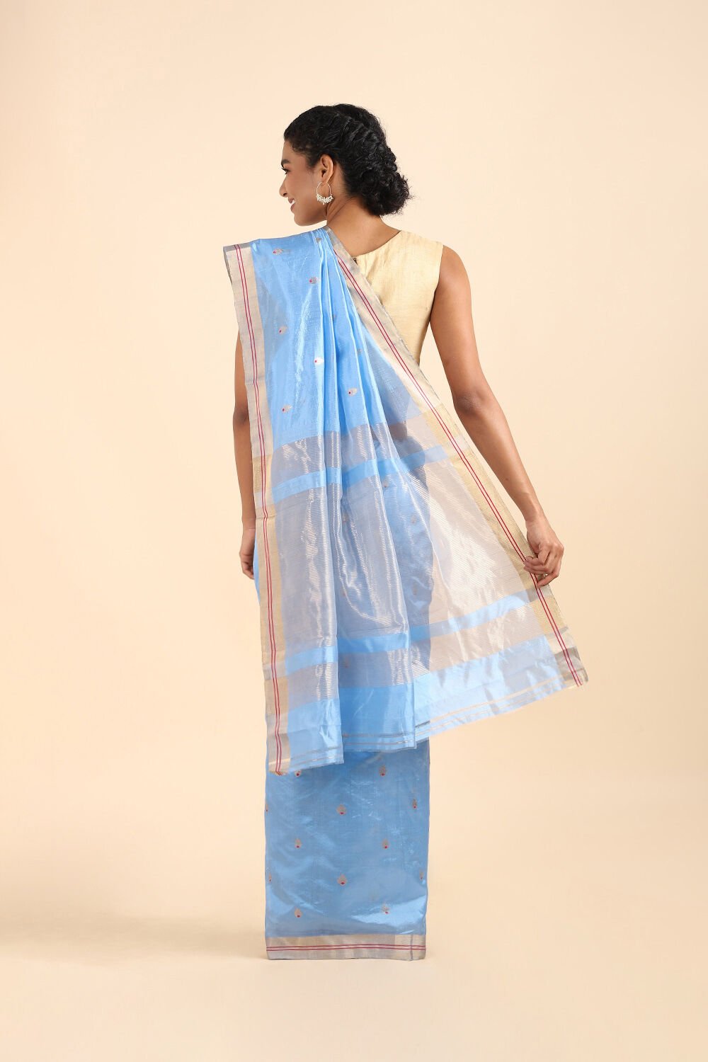 Light Blue Pure Silk Chanderi Saree image number null