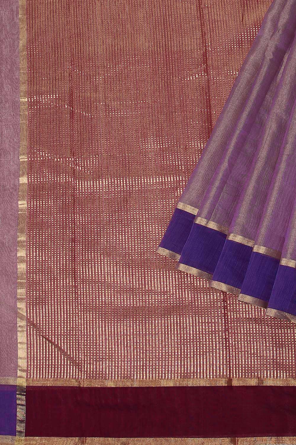 Violet Pure Tissue Cotton Chanderi Saree image number null