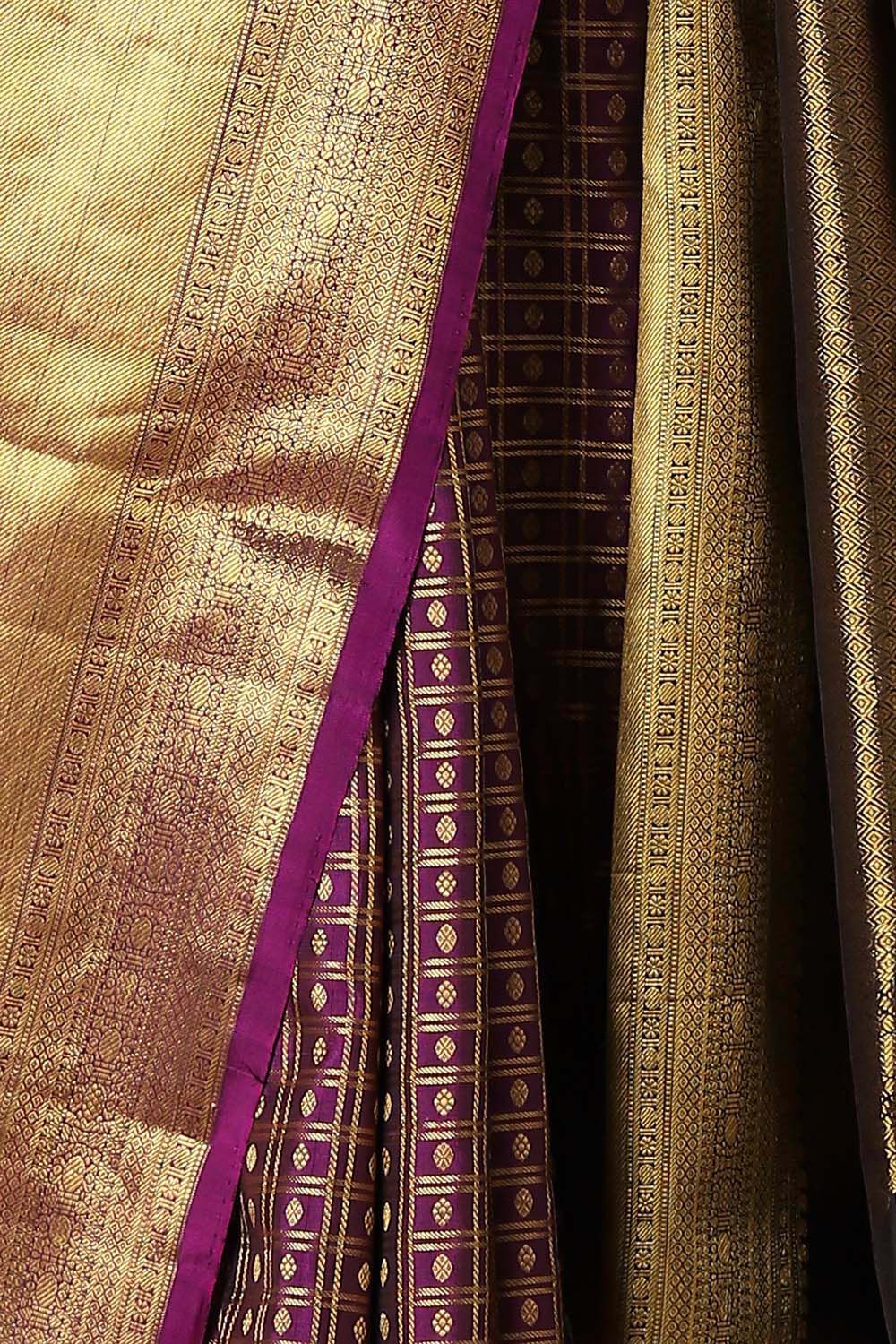 Violet Pure Silk Kanjivaram Saree image number null