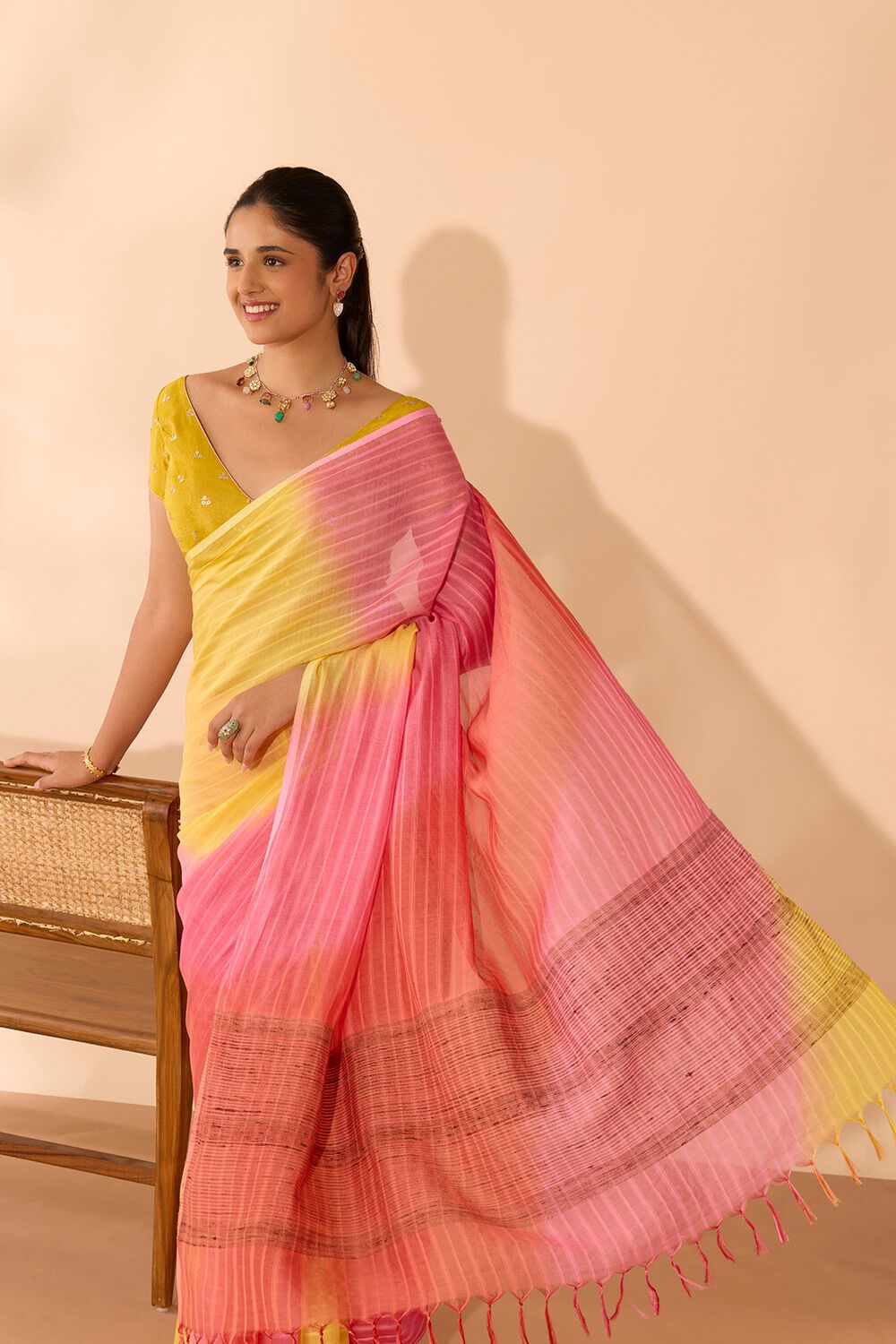 Multi Silk Modal Tie And Dye Saree image number null