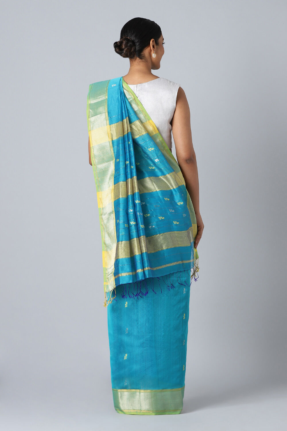 Light Blue Pure Silk Cotton Maheswari Saree image number null