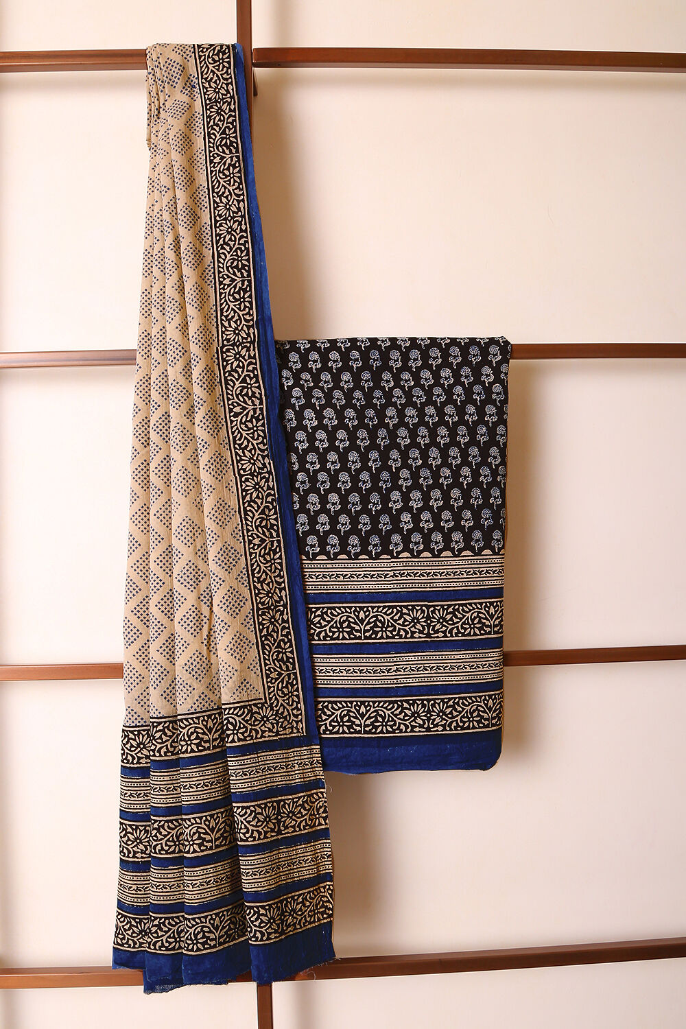 Black Bagru Pure Cotton Suit Set image number null
