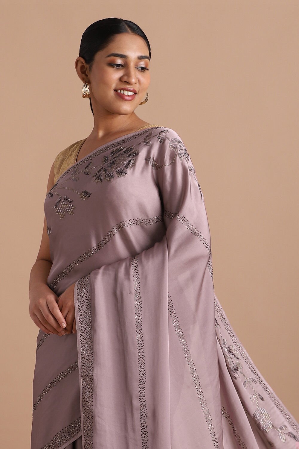Light Pure Pink Embroidered Saree image number null