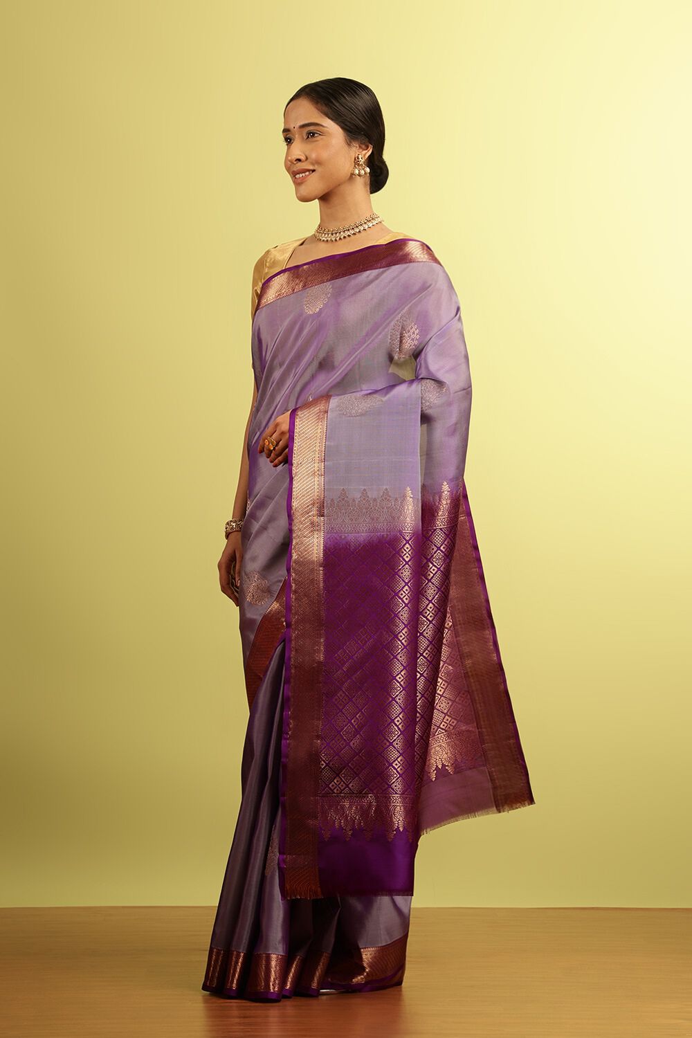 Light Violet Woven Silk Viscose Saree image number null
