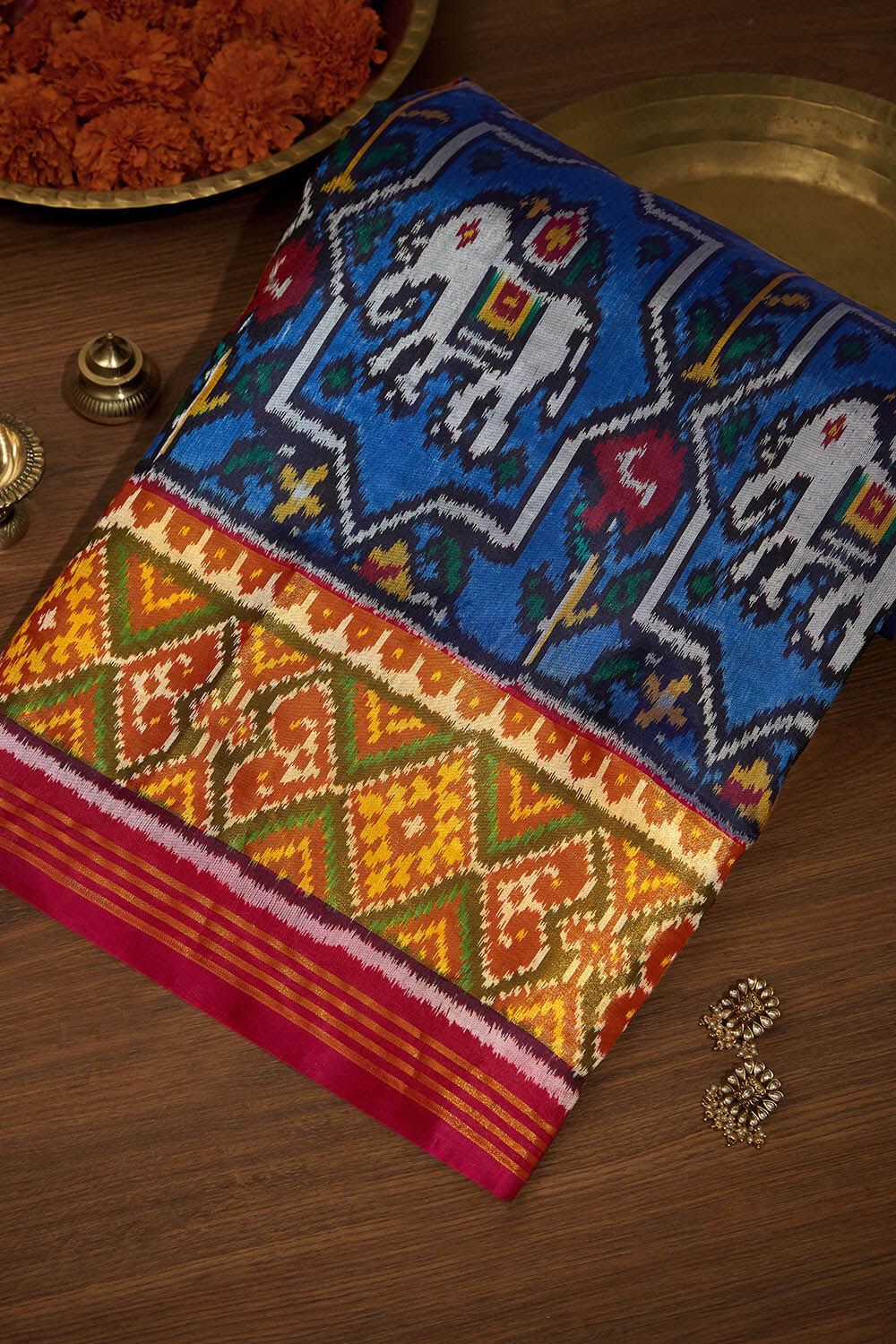 Blue Rajkot Pure Silk Ikat Saree image number null